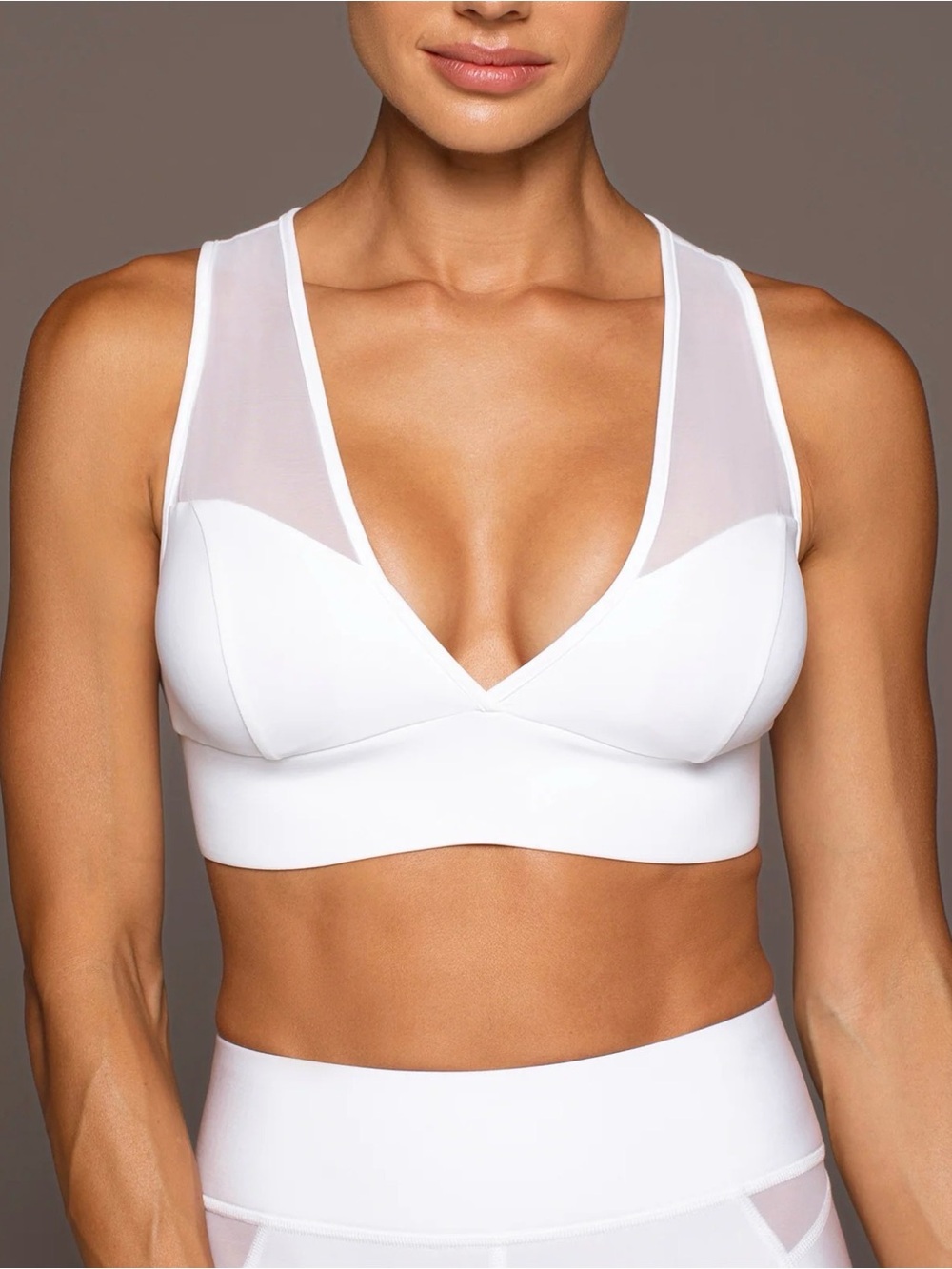 MICHI White Mesh-Panel Sports Bralette